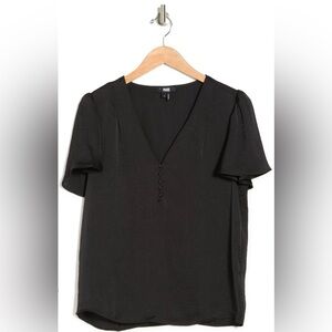 PAIGE Sevina Flutter Sleeve Satin Blouse